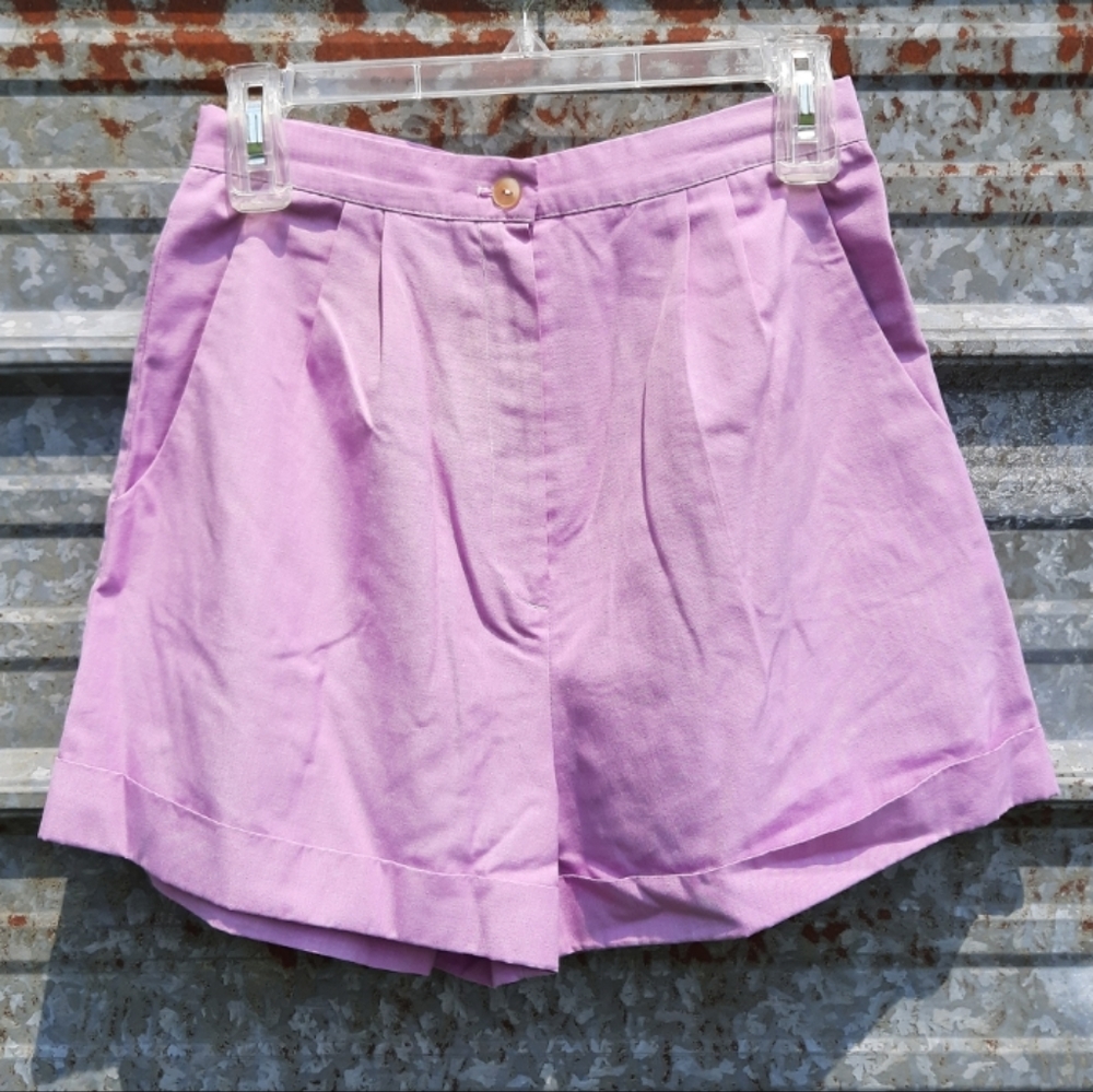 VINTAGE 80's High Waisted Pin Up Linen Shorts